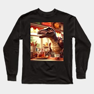 Dinosaur Diner, Graphic Design With Animals Long Sleeve T-Shirt